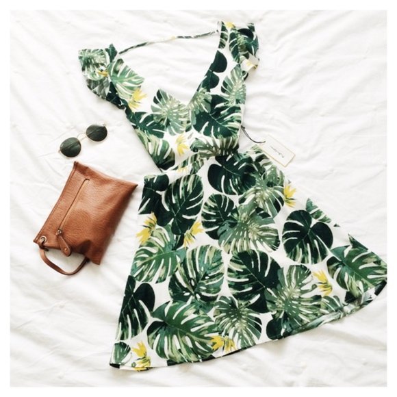 For Love And Lemons Dresses & Skirts - [For Love & Lemons] x UO Tropical Leaf Dress